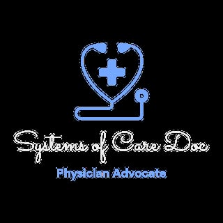 Systems of Care Doc logo featuring a stethoscope with heart and medical cross icon